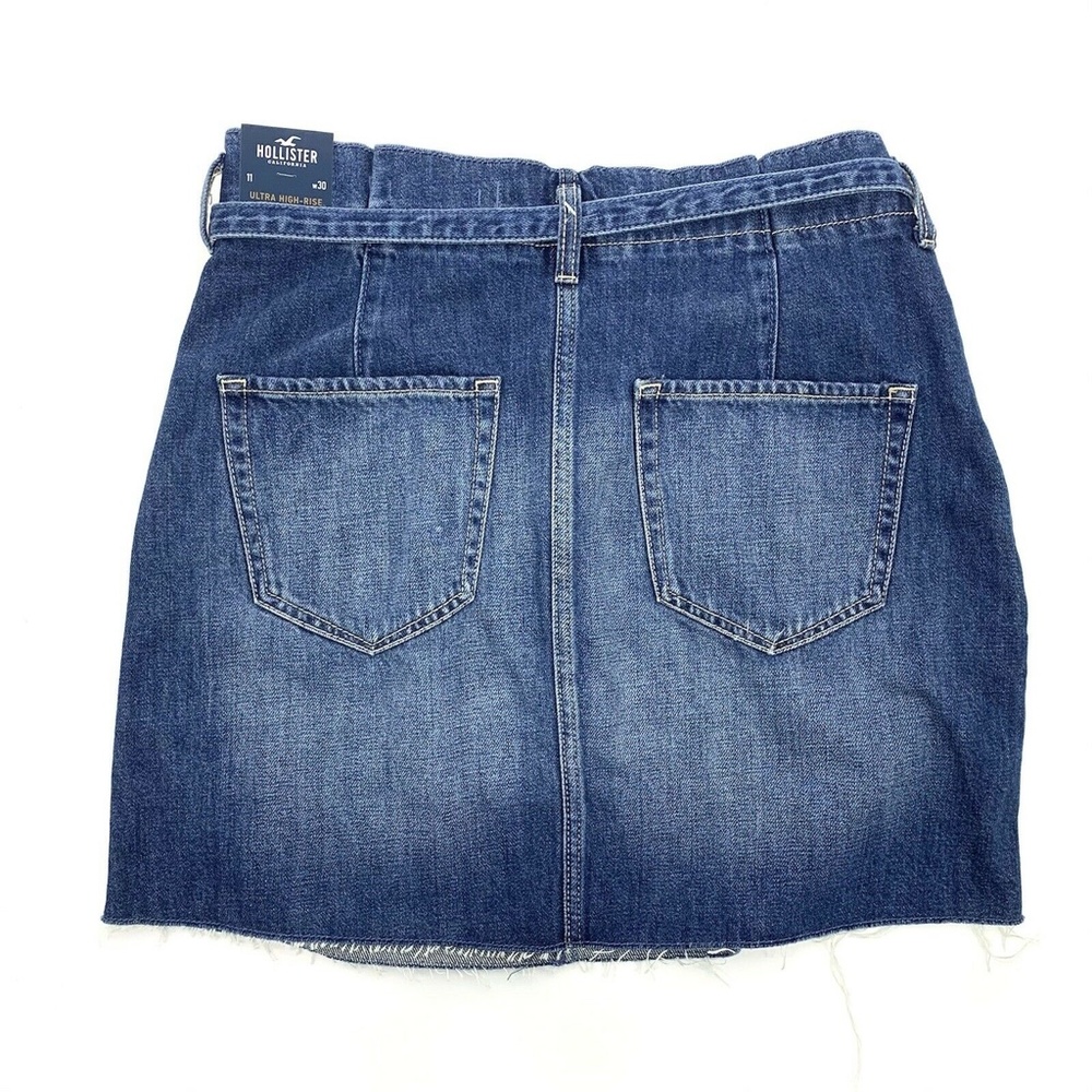 Hollister Skirt Blue Ultra High Rise Raw Hem Denim - Picture 6 of 8